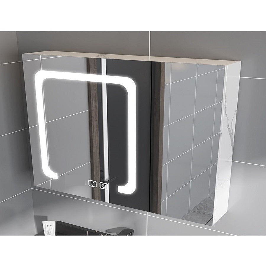 40 by 32 inch stainless steel LED mirror medicine cabinet with double doors