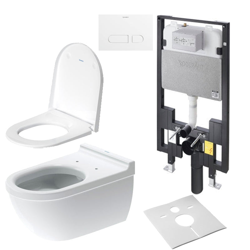 Duravit D-Neo wall-hung toilet with in-wall tank and actuator plate