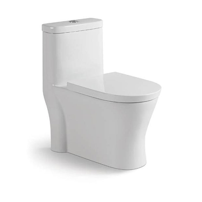 One-piece dual-flush toilet in white