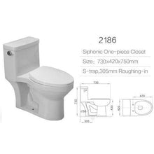 One Piece Toilet Bowl SKU: 2186 -  Soft Close Seat with High Efficiency Flush in White