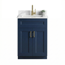Livia 24 inch blue bathroom vanity with brush gold handles