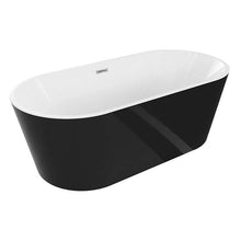 60" Black + White Freestanding Tub HB-7109 - Modern Oval Acrylic Bathtub for Luxury Bathroom Decor