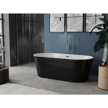 60" Black + White Freestanding Tub HB-7109 - Modern Oval Acrylic Bathtub for Luxury Bathroom Decor