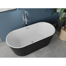 60" Black + White Freestanding Tub HB-7109 - Modern Oval Acrylic Bathtub for Luxury Bathroom Decor