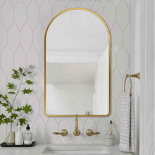 Arch Bathroom Mirror / Gold Metal Frame 24"x36"