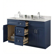 Livia 60" Bathroom Vanity – Solid Wood, Double Sink, Freestanding