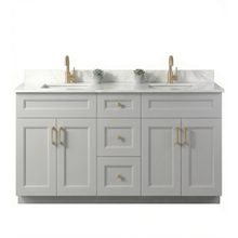 Livia 60" Bathroom Vanity – Solid Wood, Double Sink, Freestanding