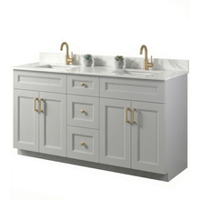 Livia 60" Bathroom Vanity – Solid Wood, Double Sink, Freestanding