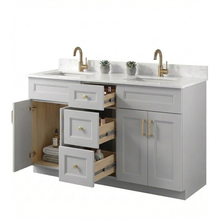 Livia 60" Bathroom Vanity – Solid Wood, Double Sink, Freestanding