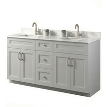 Livia 60" Bathroom Vanity – Solid Wood, Double Sink, Freestanding