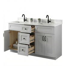 Livia 60" Bathroom Vanity – Solid Wood, Double Sink, Freestanding
