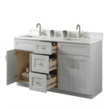 Livia 60" Bathroom Vanity – Solid Wood, Double Sink, Freestanding