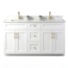 Livia 60" Bathroom Vanity – Solid Wood, Double Sink, Freestanding