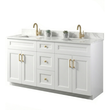Livia 60" Bathroom Vanity – Solid Wood, Double Sink, Freestanding