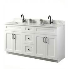 Livia 60" Bathroom Vanity – Solid Wood, Double Sink, Freestanding