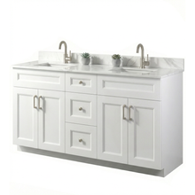 Livia 60" Bathroom Vanity – Solid Wood, Double Sink, Freestanding