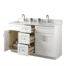 Livia 60" Bathroom Vanity – Solid Wood, Double Sink, Freestanding