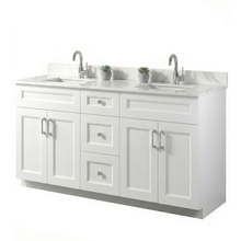 Livia 60" Bathroom Vanity – Solid Wood, Double Sink, Freestanding