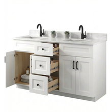 Livia 60" Bathroom Vanity – Solid Wood, Double Sink, Freestanding