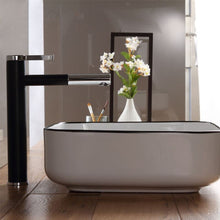 Square Ceramic Vessel Sink – White with Black Rim