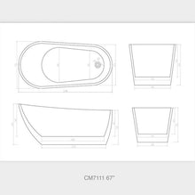 67" Freestanding Tub HB-7111-67 - Modern Oval Acrylic Bathtub for Luxury Bathroom Decor