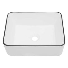 Rectangular Ceramic Vessel Sink – White with Black Trim