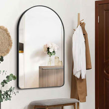 Arch Bathroom Mirror with Black Metal Frame 24"x36"
