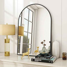 Arch Bathroom Mirror with Black Metal Frame 24"x36"