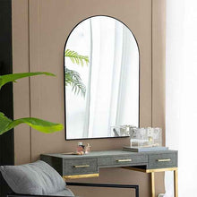 Arch Bathroom Mirror with Black Metal Frame 24"x36"