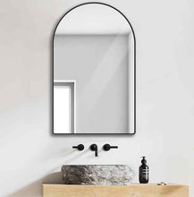 Arch Bathroom Mirror with Black Metal Frame 24"x36"