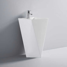 Geometric Pedestal Sink – White Modern Design