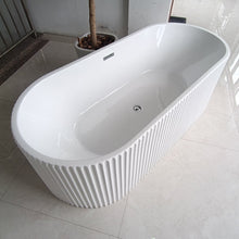 60" White Freestanding Tub HB-7310 - Freestanding Oval Bathtub with Center Drain in Glossy White