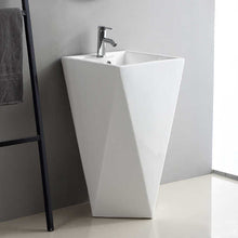 Geometric Pedestal Sink – White Modern Design
