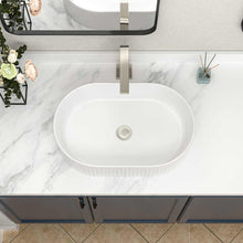 Oval Ceramic Vessel Sink – Fluted Design / White Finish