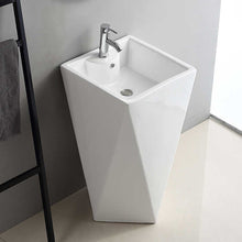 Geometric Pedestal Sink – White Modern Design
