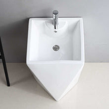 Geometric Pedestal Sink – White Modern Design