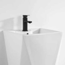 Geometric Pedestal Sink – White Modern Design