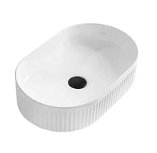 Oval Ceramic Vessel Sink – Fluted Design / White Finish