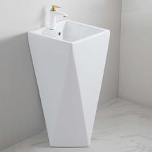 Geometric Pedestal Sink – White Modern Design