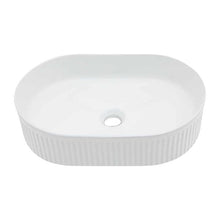Oval Ceramic Vessel Sink – Fluted Design / White Finish