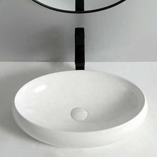 Round Ceramic Vessel Sink – Elevated Edge Design / White Finish