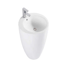 Modern Pedestal Sink – Glossy White Freestanding Design