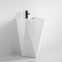 Geometric Pedestal Sink – White Modern Design