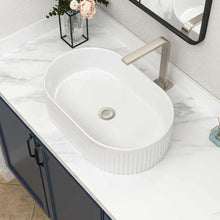Oval Ceramic Vessel Sink – Fluted Design / White Finish