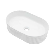 Oval Ceramic Vessel Sink – Fluted Design / White Finish
