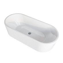 60" White Freestanding Tub HB-7310 - Freestanding Oval Bathtub with Center Drain in Glossy White