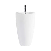 Modern Pedestal Sink – Glossy White Freestanding Design