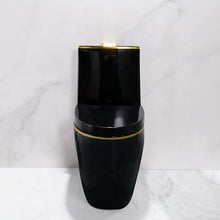 One Piece Toilet Bowl SKU: 8616BG- Soft Close Seat with High Efficiency Dual Flush in Black/Gold. Dual-Flush
