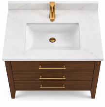 ALV Matrix 30 walnut vanity, three drawers open