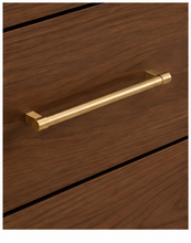 ALV Matrix 30 walnut vanity, brushed gold pull detail
